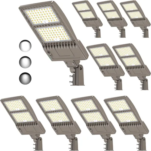 Vista 33 de BBESTLED 400W/320W/240W luces LED para estacionamiento con brazo y montaje deslizante, iluminación exterior del atardecer al amanecer, luz