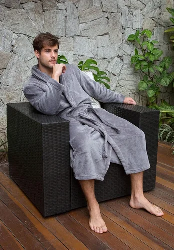 Vista 5 de Simplicity Bata de baño de lujo tipo kimono de felpa con bolsillos laterales para hombre y mujer
