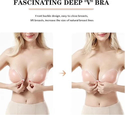 Vista 4 de SWEMNED 2 Pairs Adhesive Bra 2023 Upgrad Sticky Invisible Backless Strapless Push Up Bras for Womens Sticky Bra Nipple Bras