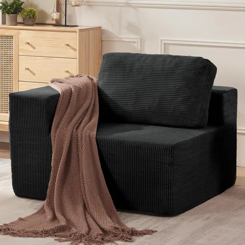Vista 58 de Furnify Sofá modular tapizado de espuma de 30", Sofá de piso tapizado con almohada, Silla puf para dormitorio y sala de estar, No requiere