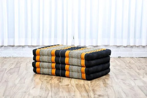 Vista 6 de Leewadee - Colchón tailandés plegable grande, 82 x 46 x 3 pulgadas, cama de invitados, cama triple plegable, cojín de masaje tailandés TV asiento