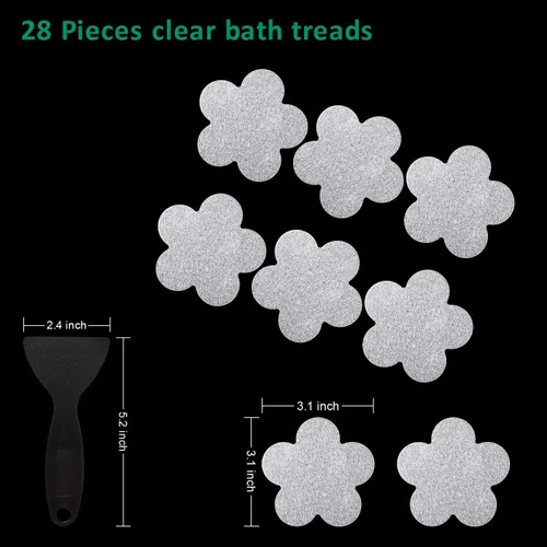 Vista 6 de Calcomanías antideslizantes para bañera, 28 unidades, adhesivos antideslizantes para bañera, baño, escaleras con raspador prémium