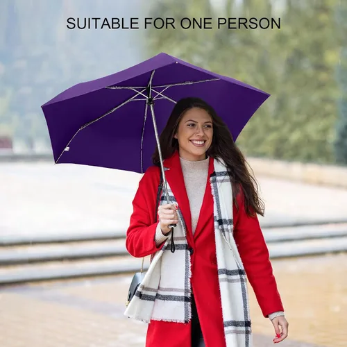 Vista 122 de LEAGERA Paraguas de viaje compacto para bolso, mango plano, impermeable para lluvia ligera
