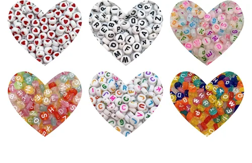 Vista 3 de Juego de 1200 cuentas de letras de 6 colores redondos acrílicos del alfabeto, pulseras de la amistad, cuentas del alfabeto surtido con 1 rollo