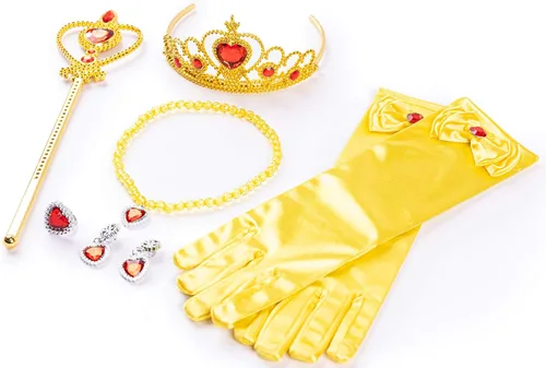 Vista 2 de Funna Disfraz de princesa en capas con hombros descubiertos para niñas con accesorios