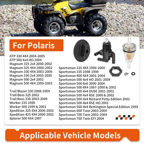 Vista 3 de 7052161 Válvula de depósito de combustible de 3 vías Petcock y tuerca de perilla para Polaris Sportsman 335 400 500 600 700 Magnum Trail Boss 325