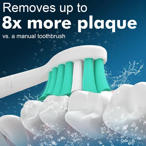 Vista 4 de Cabezales de repuesto compatibles con Philips Sonicare Protectiveclean C1 C2 4100 5100 6100 9024 6250, blanco, 10 cabezales de cepillo eléctrico