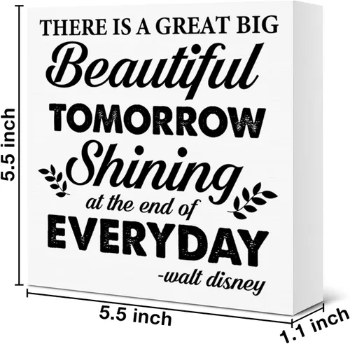 Vista 2 de Inspirational Quote Wooden Box Sign Desk Decor for Home Office Shelf Beautiful