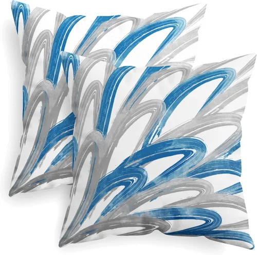 Vista 14 de CaliTime Juego de 2 fundas de almohada decorativas de vellón de dos tonos con plumas abstractas para sofá, cama, decoración de casa rural, 16 x 16
