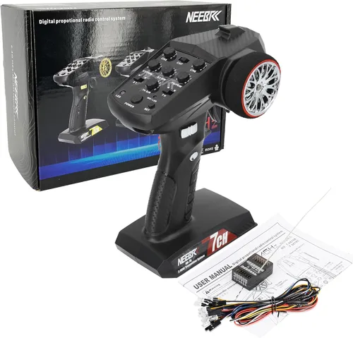 Vista 7 de Transmisor RC de 7 canales con receptor, sistema de control de luz integrado y juego de 12 luces LED, control remoto de radio de 2.4 GHz para auto a
