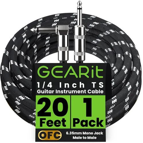 Vista 15 de GEARit Cable de instrumento de audio (10 pies) en ángulo recto a recto de 1/4 de pulgada macho a macho para cable AMP, base y guitarra eléctrica