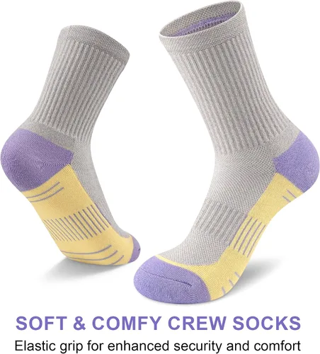 Vista 5 de cuangya Calcetines deportivos de compresión acolchados para mujer, 5 pares