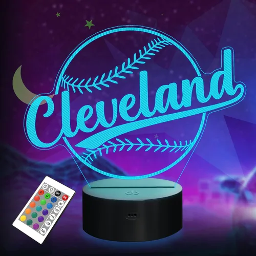 Vista 10 de Regalos de béisbol, luz nocturna de béisbol, lámpara de ilusión 3D para regalo de niños con 16 colores cambiantes, control remoto, iluminación