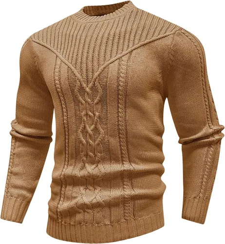 Vista 18 de SAVKOOV - Suéter de punto con cuello redondo y manga larga para hombre Verde Armada (ArmyGreen)