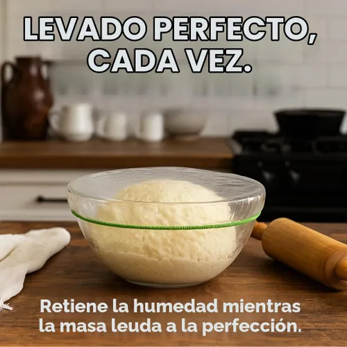 Vista 3 de 20 cubiertas para cuencos - cubiertas de alimentos de plástico reutilizables con elástico, ideales para la fermentación del pan y almacenamiento