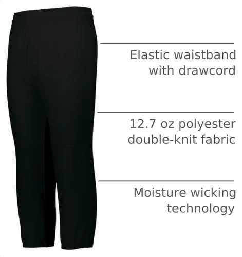 Vista 4 de Augusta Sportswear Men's Augusta Sportswear Gamer Pull-up Baseball Pant with Moisture Management for Softball Champions! Negro