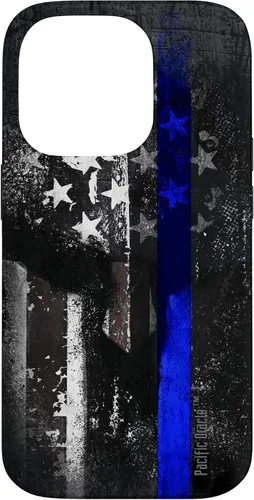 Vista 17 de Trump Police USA Flag Skull Thin Blue Line Support Case for iPhone 17