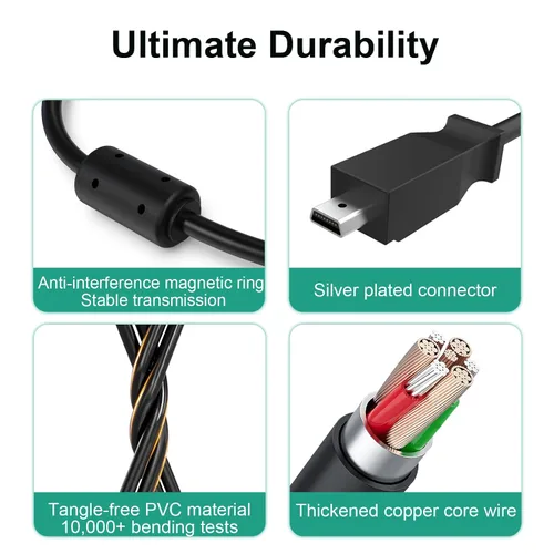 Vista 4 de UC-E6 Cable USB de repuesto para cámara de transferencia de fotos, cable compatible con Nikon CoolPix B500 DSLR cámara digital D3200 D7200 Coolpix
