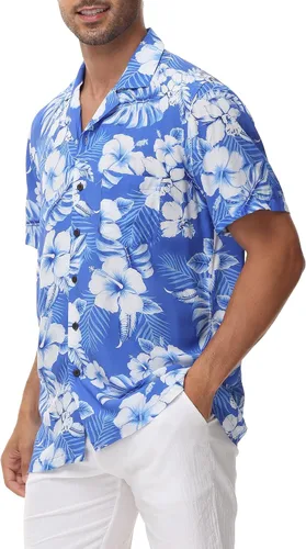 Vista 3 de MCEDAR Hawaiian Shirt for Men Regular Fit Short Sleeve Button Down Summer Beach Tropical Aloha Shirts S-3XL