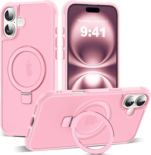 Vista 43 de SKYLMW - Funda compatible con iPhone 11 de 6.1 pulgadas, con soporte magnético invisible tipo anillo, funda translúcida de grado militar, compatible