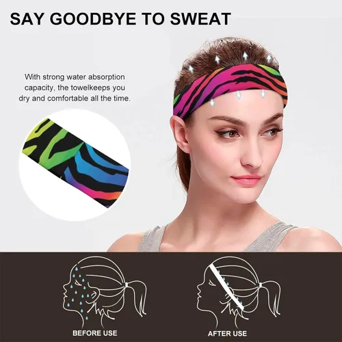 Vista 5 de Diademas turbantes para hombre y mujer, para deportes, entrenamiento, fitness, ciclismo, correr, cómodas, de secado rápido, bandas para la cabeza