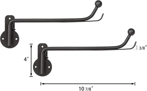 Vista 6 de Mkono Colgador de ropa para cuarto de servicio, montado en la pared con gancho de brazo oscilante y soporte de corbata de madera, percha