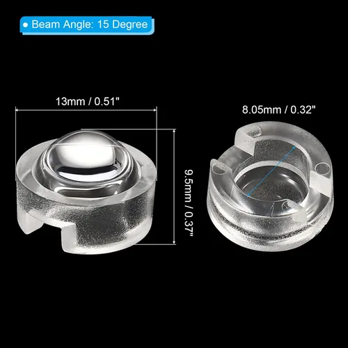 Vista 2 de PATIKIL Lente convexa LED de 0.512 in, paquete de 20 lentes de condensador óptico convexo de ángulo de haz de 15 grados para cámaras infrarrojas
