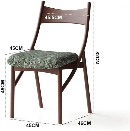 Vista 3 de sillas de comedor Silla de comedor de madera moderna tapizada con respaldo ancho curvado cocina moderna