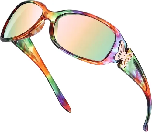 Vista 16 de LVIOE - Lentes de sol polarizadas para mujer, decoración de mariposa a la moda, para conducir y pescar - 99.99% de protección UV