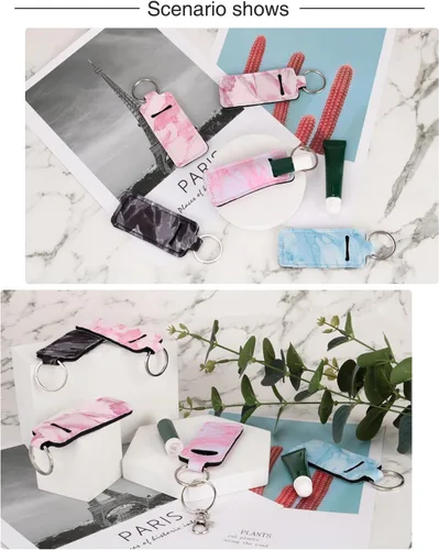 Vista 6 de Meiiy Chapstick Soporte para bálsamo labial, funda para lápiz labial, soporte para brillo de labios con gancho, 3 piezas de relleno de calcetines