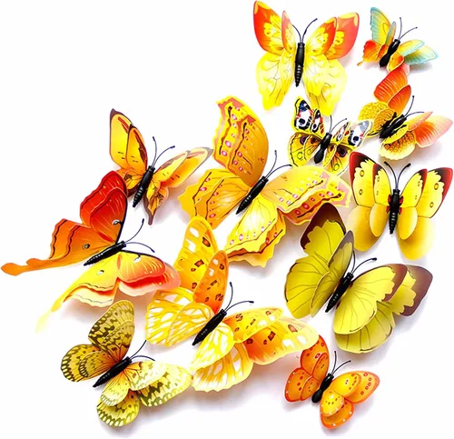 Vista 19 de OPSEAM - Calcomanías 3D de mariposa, 24/48 unidades, para decoraciones de pared, fiestas, con imanes (morado, 24)