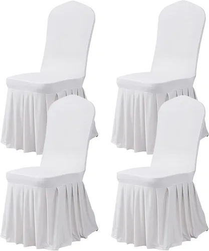 Vista 35 de Dimatic Juego de 2 fundas elásticas para sillas de comedor, fundas Parsons con falda, de elastano súper ajuste, funda protectora de asiento para Azul