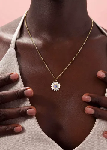 Vista 3 de S.Leaf Collar de plata de ley con circonita cúbica para mujer, regalo de cumpleaños, regalo de cumpleaños para mujer