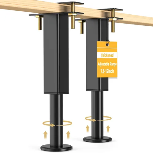 Vista 14 de 4 patas de soporte de cama de altura ajustable, elevadores de cama de metal de 6.2 a 7.5 pulgadas