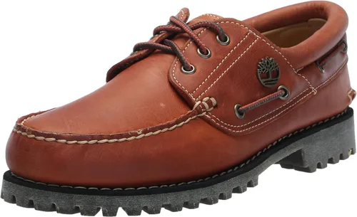 Vista 11 de Timberland Men's Authentic 3-Eye Lug Handsewn Boat Shoes Marrón