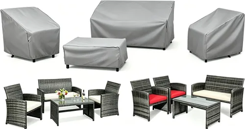 Vista 11 de STARTWO Outdoor Furniture Cover Waterproof, 600D Heavy Duty, 4 Piece Patio Furniture Set Cover for Outside Couch, Lawn Chairs, Coffee Table