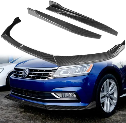 Vista 10 de Q1-TECH, 5 piezas de borde delantero + falda lateral Rocker Winglet Canard difusor ala compatible con Volkswagen Passat 2016-2019, alerón