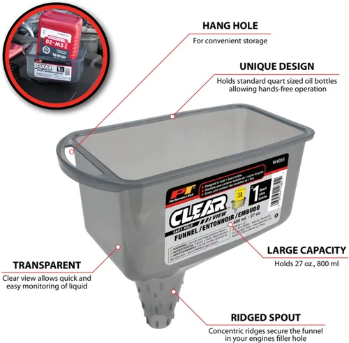 Vista 3 de Performance Tool Embudo automotriz W4055 Clear View de 2 pintas de fácil