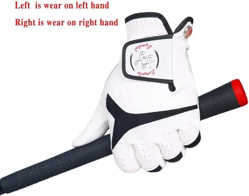 Vista 16 de Guantes de golf para hombre, cuero sintético de alta calidad, agarre estable, paquete de dos