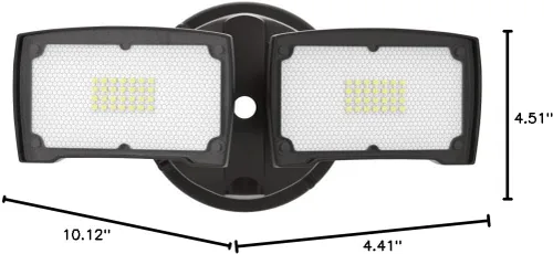 Vista 8 de LEPOWER Luz de inundación LED de 3000LM para exteriores, luz de seguridad LED controlada por interruptor, luces exteriores de 28 W con 2 cabezales