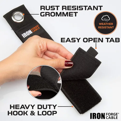 Vista 2 de Iron Forge Cable Organizador de cables de extensión, paquete de 6 correas de almacenamiento