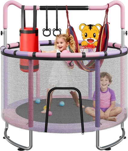 Vista 10 de LotFun Trampolín para niños, trampolín con red Azul