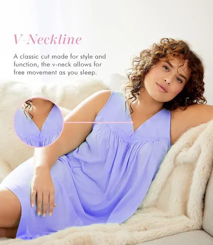 Vista 2 de Exquisito Form 30107 - Camisón de nailon para mujer, sin mangas, de longitud hasta la rodilla, Amaranto, azul niebla, negro medianoche, azul marino