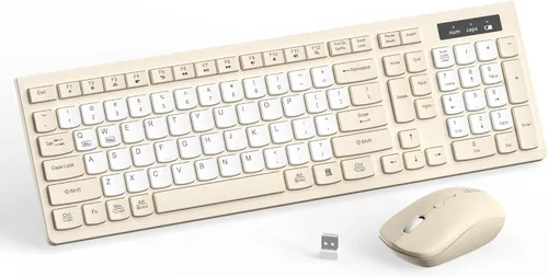 Vista 13 de Combo de teclado y mouse inalámbricos, teclado inalámbrico de tamaño completo y mouse DPI ajustable, receptor USB de 2.4 GHz, teclado y mouse