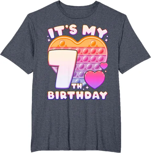 Vista 90 de Pop-it Birthday Girl 7 años de edad, Push it Pop Fidget Bubble Camiseta, Negro