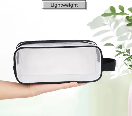 Vista 8 de Oyachic Estuche para lápices de 2 compartimentos de malla transparente para bolígrafos, bolsa de cosméticos para maquillaje, bolsa de cosméticos