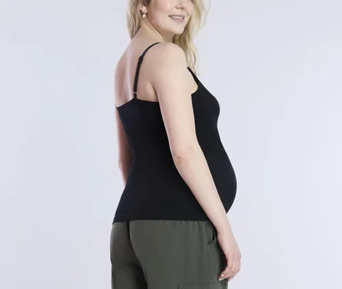 Vista 3 de Motherhood Maternity Camiseta sin mangas de lactancia con clip para mujer con correas ajustables y brasier integrado para lactancia materna