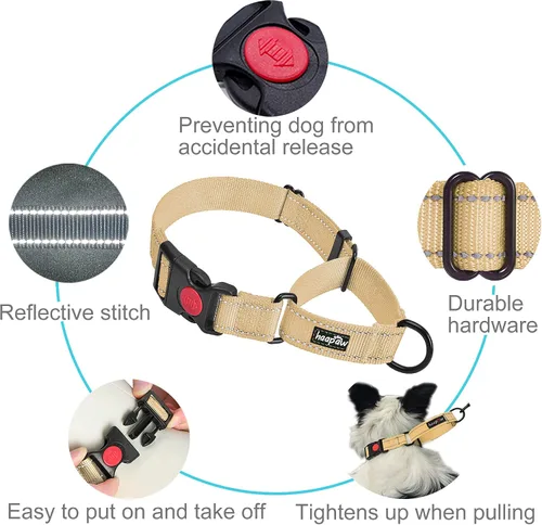 Vista 2 de haapaw Martingale - Collar de perro con hebilla de liberación rápida reflectante para perros pequeños, medianos y grandes