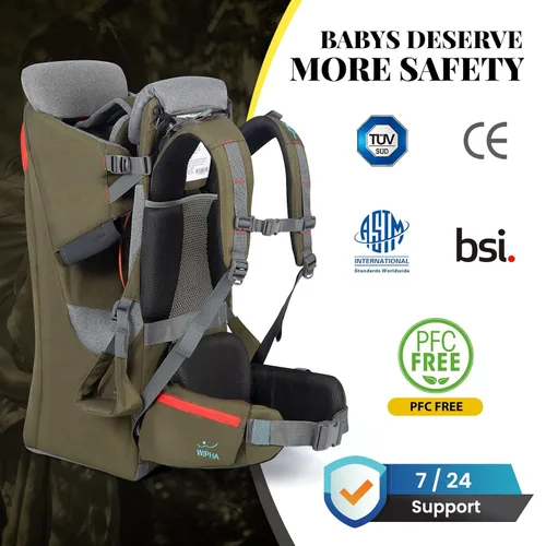 Vista 2 de WIPHA - Mochila para bebé, ergonómico, con toldo para el sol, mochila de senderismo con gran espacio de almacenamiento y bolsillo aislado, asiento