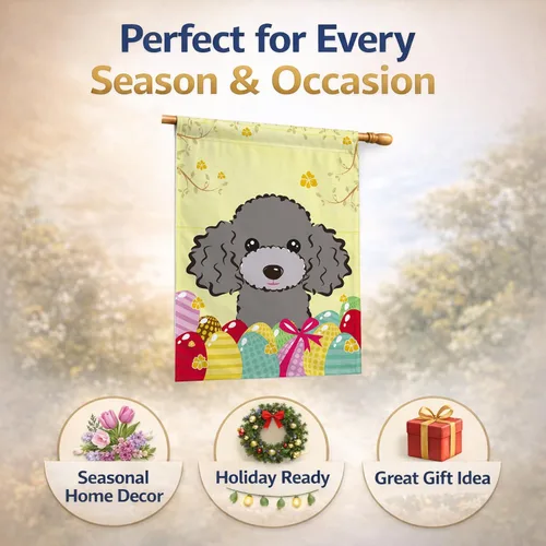 Vista 144 de Caroline's Treasures BB1923GF Bandera decorativa para jardín con diseño de Border Collie, para caza de huevos de Pascua, para jardín, jardín, patio